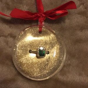Avon Green CZ Cocktail Ring in an Ornament Ball